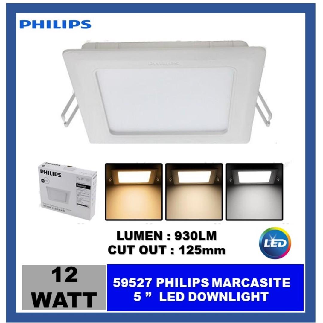 59527 Philips Marcasite 5 12watt Led Downlight Square