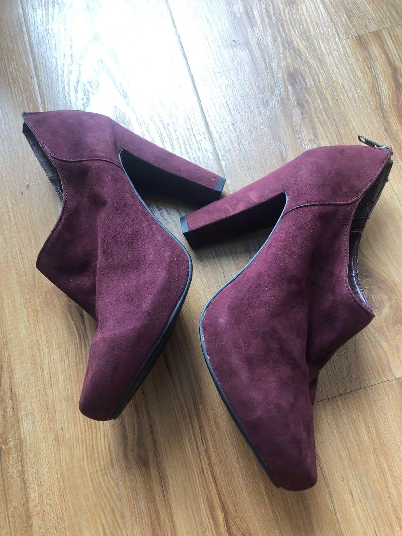 Ankle boots heels maroon new look 