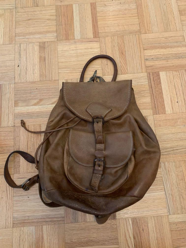 roots leather backpack