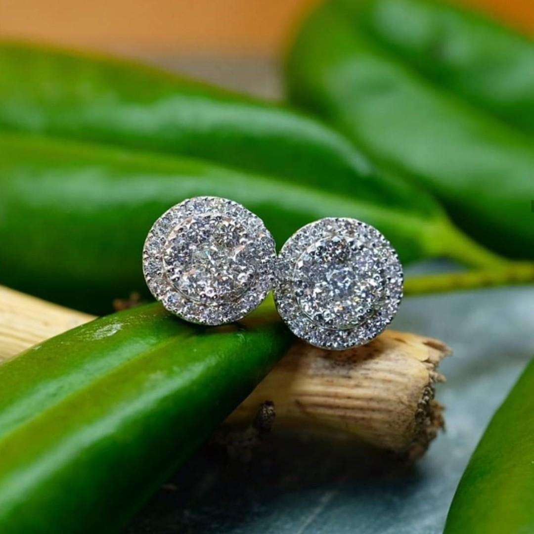 Diamond earrings halo setting discount