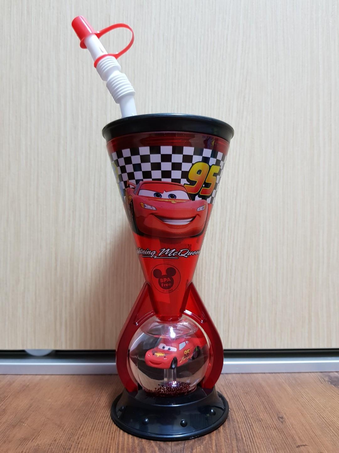 Disney Tumbler Sippy Cup with Lightning McQueen in Glitter Globe