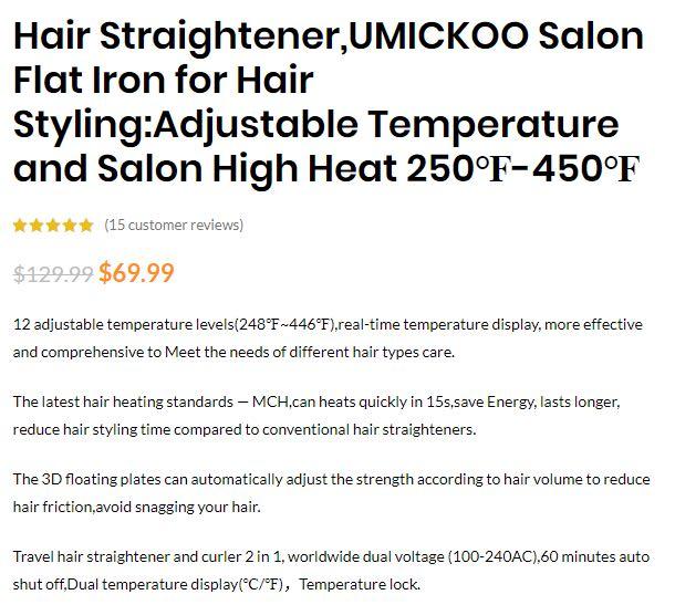 Flat Iron For Hair UMICKOO Hair Straightener Straightens