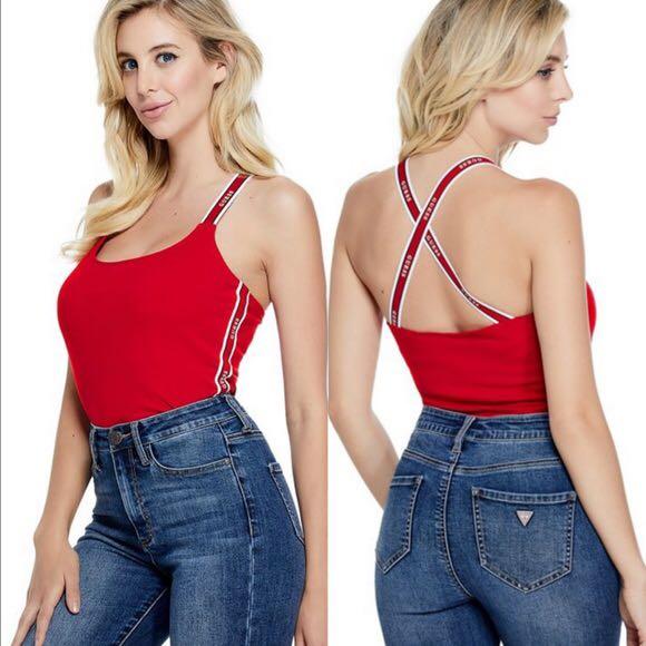 guess red bodysuit
