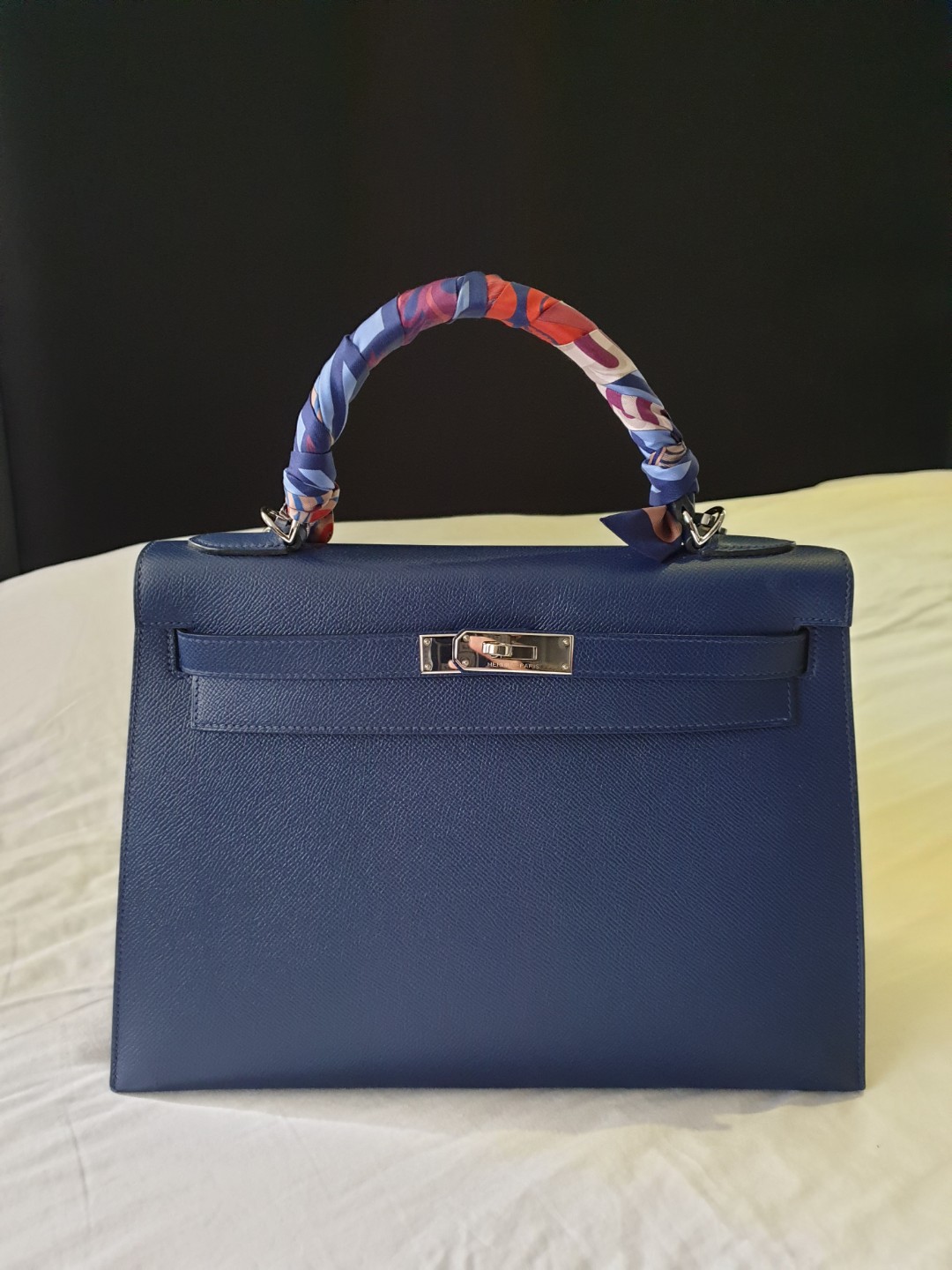 Kelly 32 Blue Sapphire Colour in Sellier Epsom Leather with