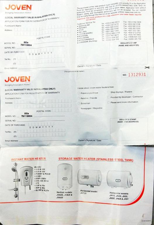 Joven 880e,Water Heater, TV u0026 Home Appliances, Water Heater u0026 Instant  Showers on Carousell