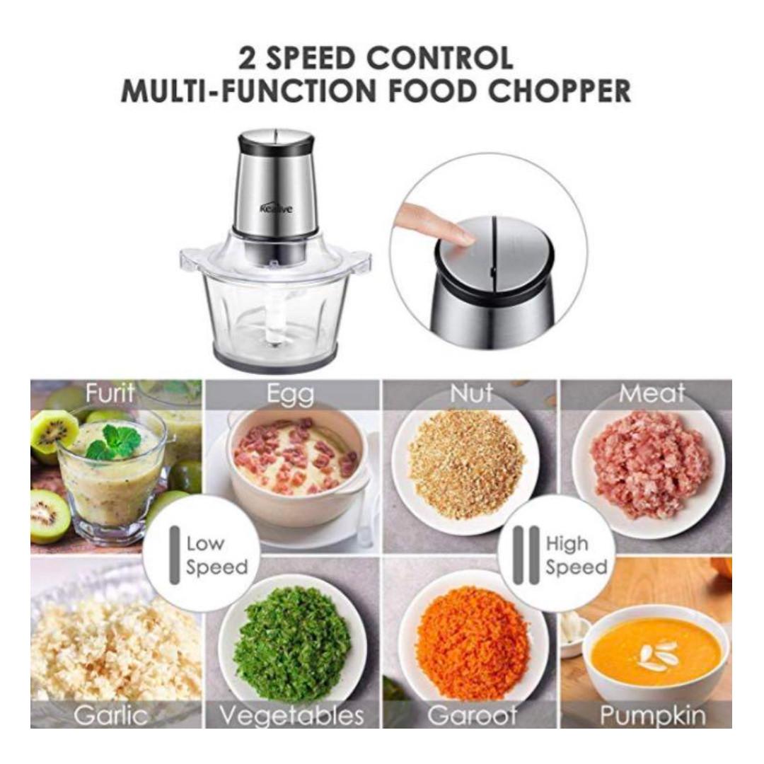 M558 Food Chopper Kealive 10 Cup Food Processor Electric Meat Grinder With 2 Speed Options 4 Chopping Blades 1 5l Glass Bowl For Meat Vegetables Fruit And Nuts 300w Home Appliances Kitchenware On Carousell