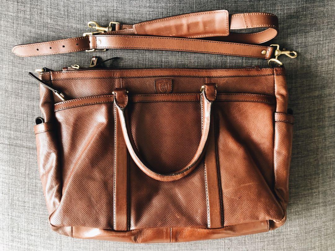 Clearance Massimo Dutti Leather Office Laptop Sling Bag Luxury