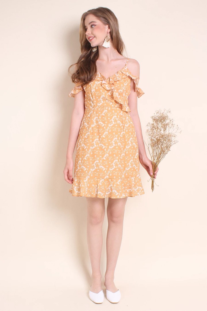 Cold shoulder flutter sleeve dress best sale