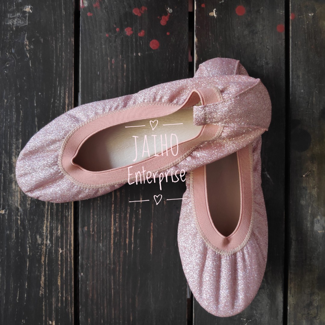 Pink Glitter Ballet Flats, Women's Fashion, Footwear, Flats & Sandals