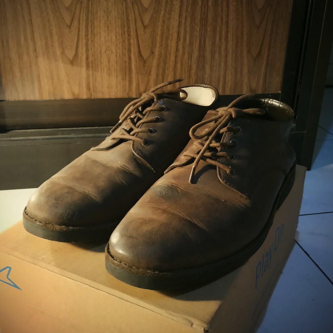Sepatu Casual Pria Kulit Asli Derby Genuine Pullup Leather Brown