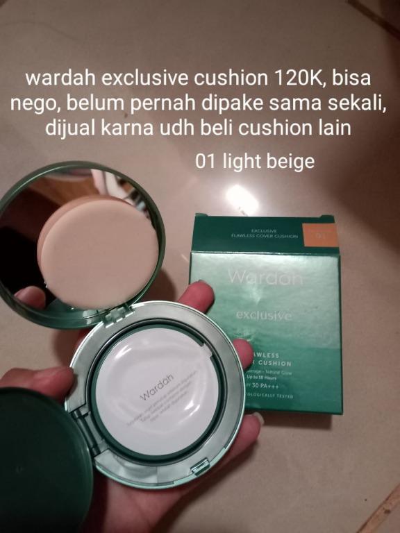 Wardah Exclusive Flawless Cover Cushion 01 Light Beige Kesehatan Kecantikan Rias Wajah Di Carousell