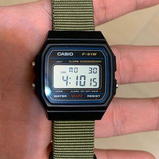 Casio f-91w 電子錶 nato 軍用錶帶