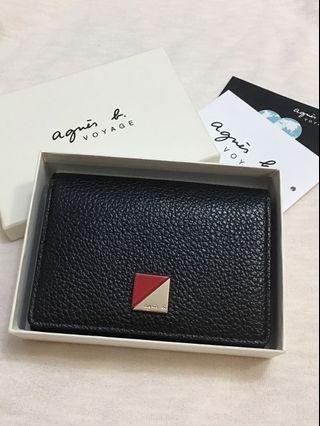 agnes b 牛皮扣式零錢包 卡夾