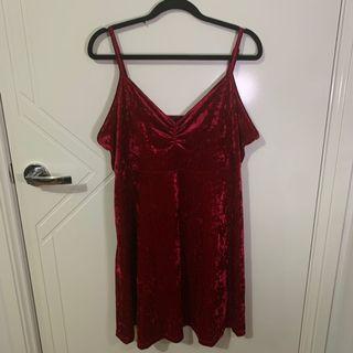 red velvet silk dress