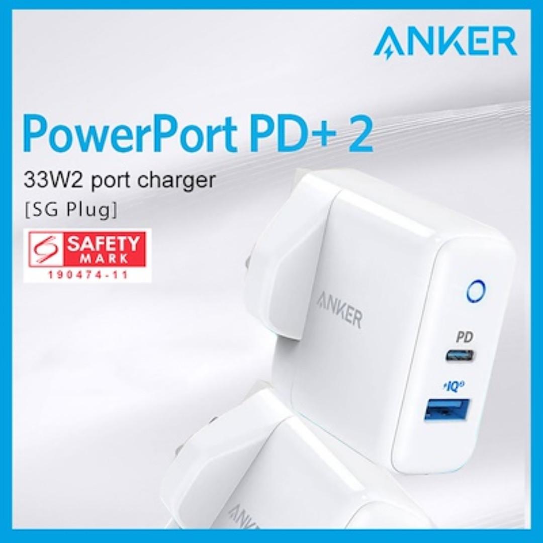 Anker 33w Powerport Pd 2 Power Delivery Poweriq 2 0 Usb C Wall Charger Charging Adapter Sg Plug Electronics Others On Carousell