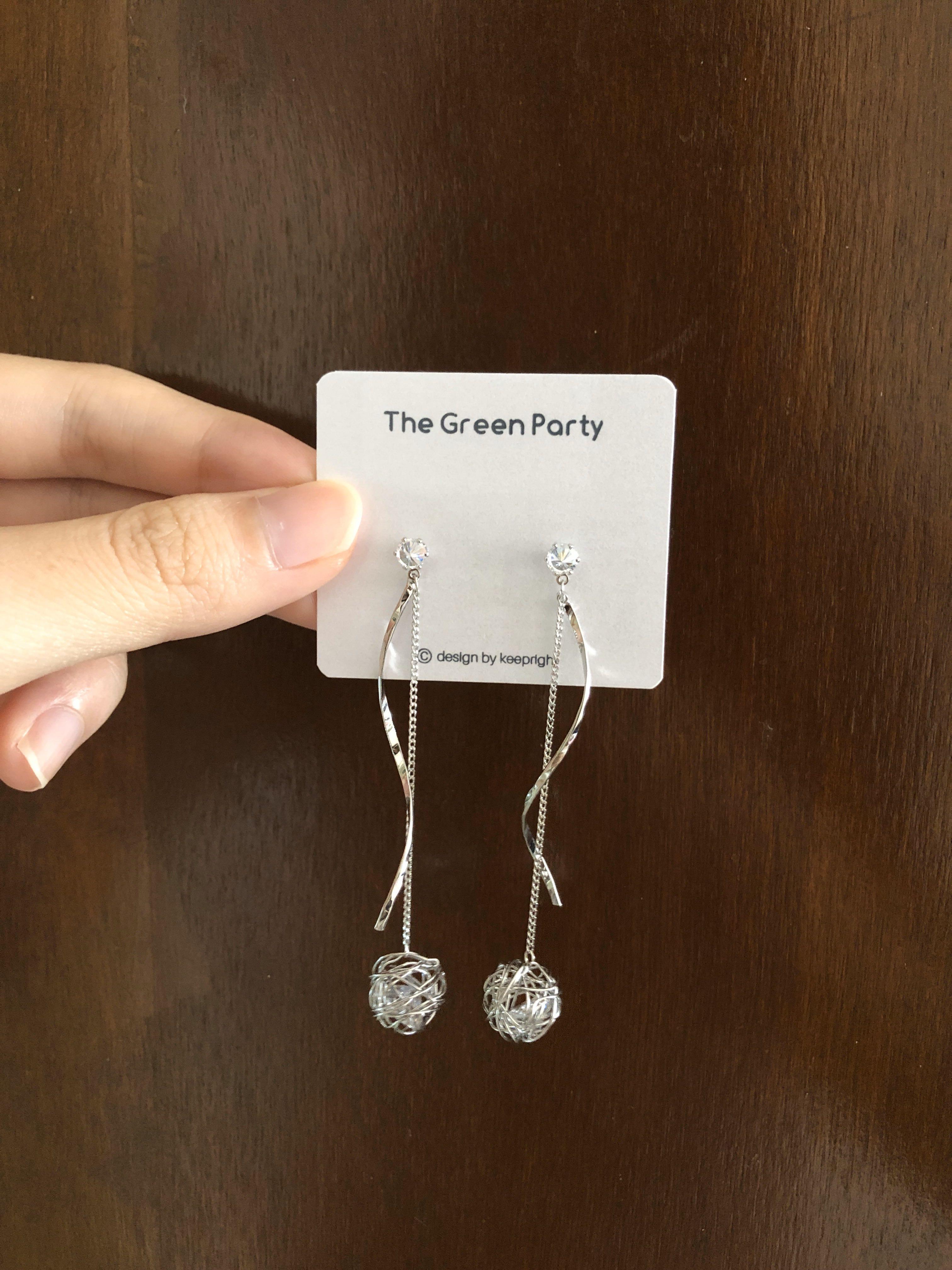 the green party earrings