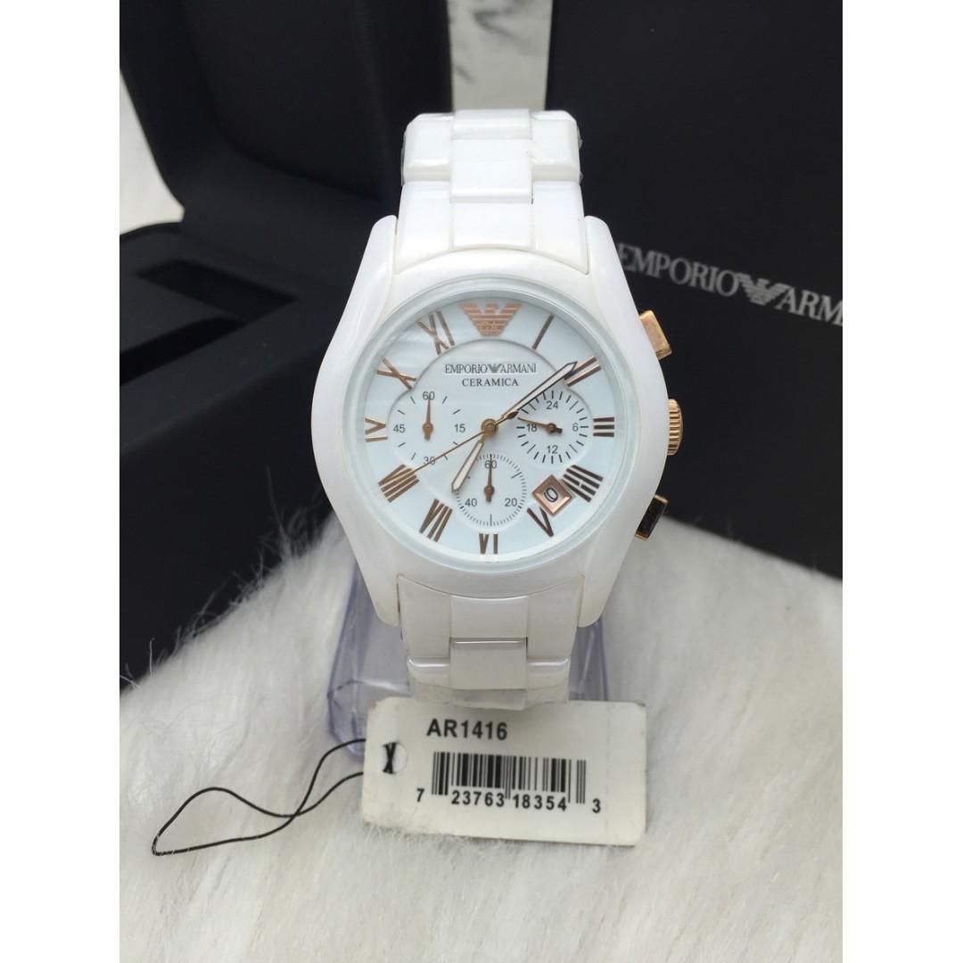armani ceramic watch white