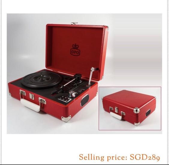 GPO Attache BriefcaseStyle Record Player with Builtin Speakers, Audio, Portable Music Players