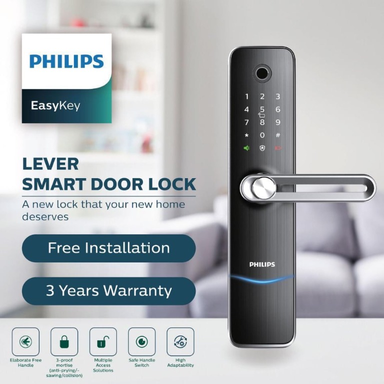 (NEW) Philips Digital Lock Easy Key 7100 Series (INSTALLATION INCLUDED ...
