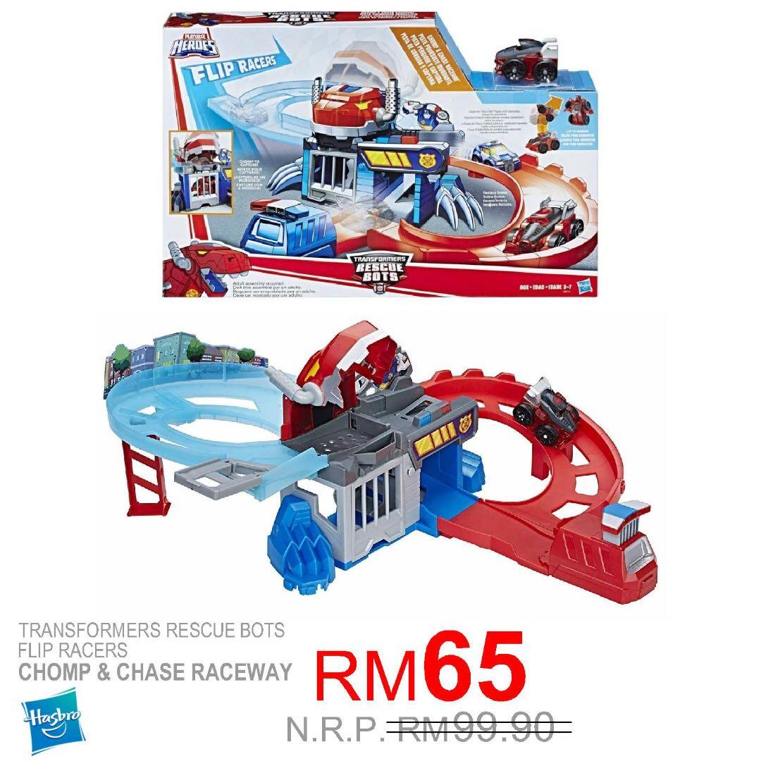Playskool heroes transformers rescue bots flip racers chomp and chase clearance raceway