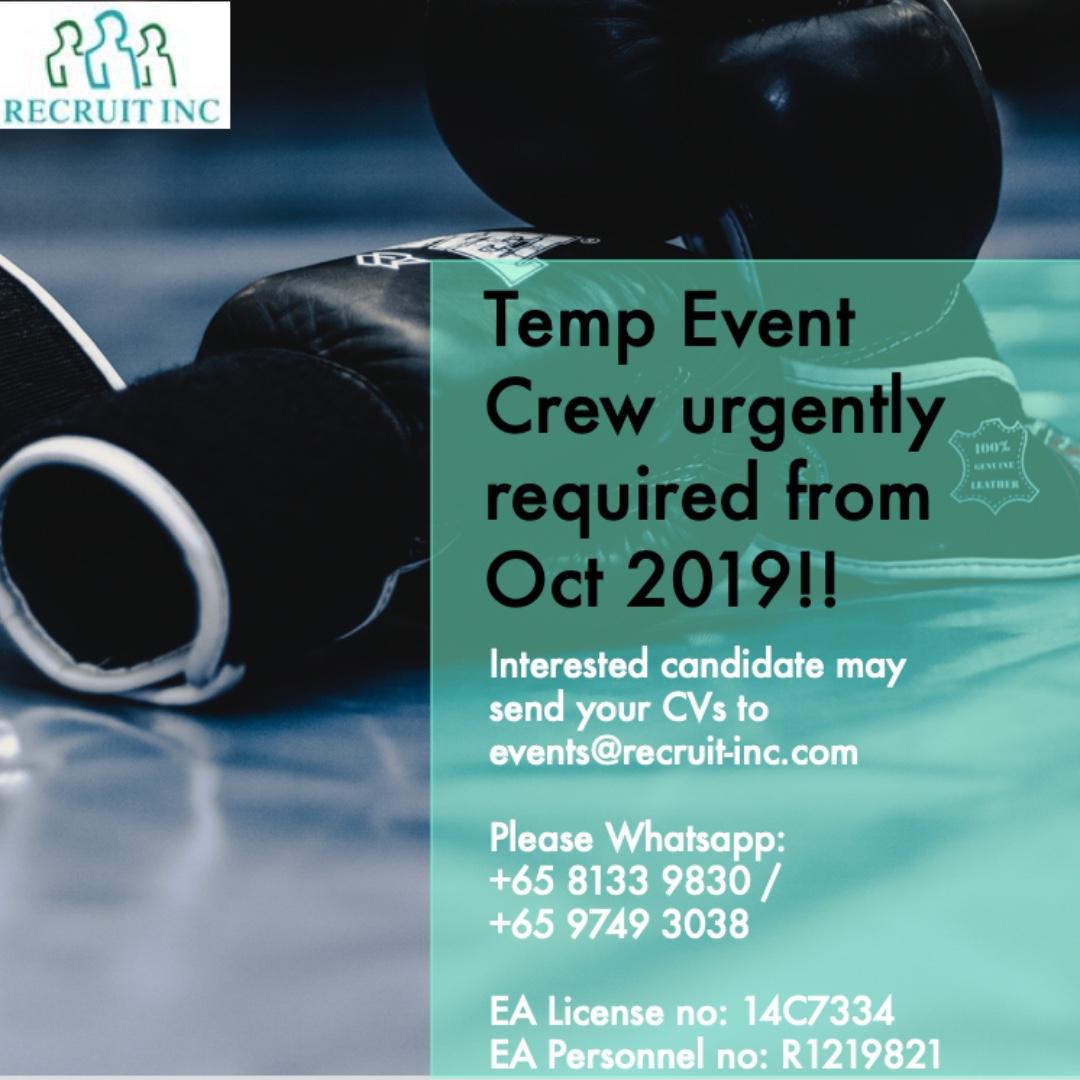 Temp Event Crew Jobs Internships Others On Carousell
