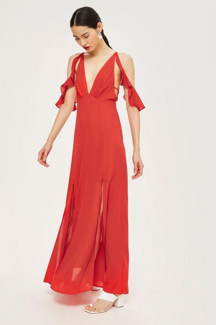 topshop red long dress