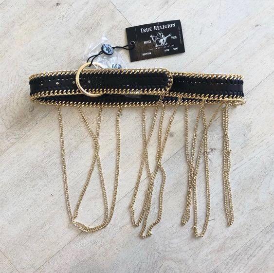 True Religion Chain Belt Black/Gold 