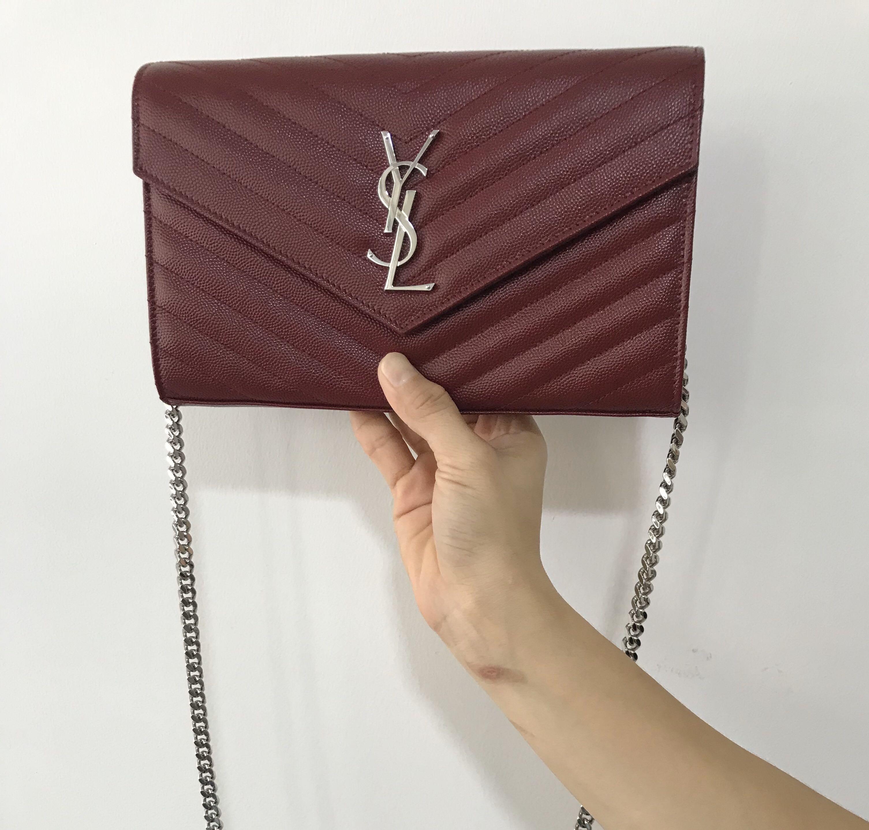 AUTHENTIC YSL RED CARD HOLDER, Luxury, Bags & Wallets on Carousell