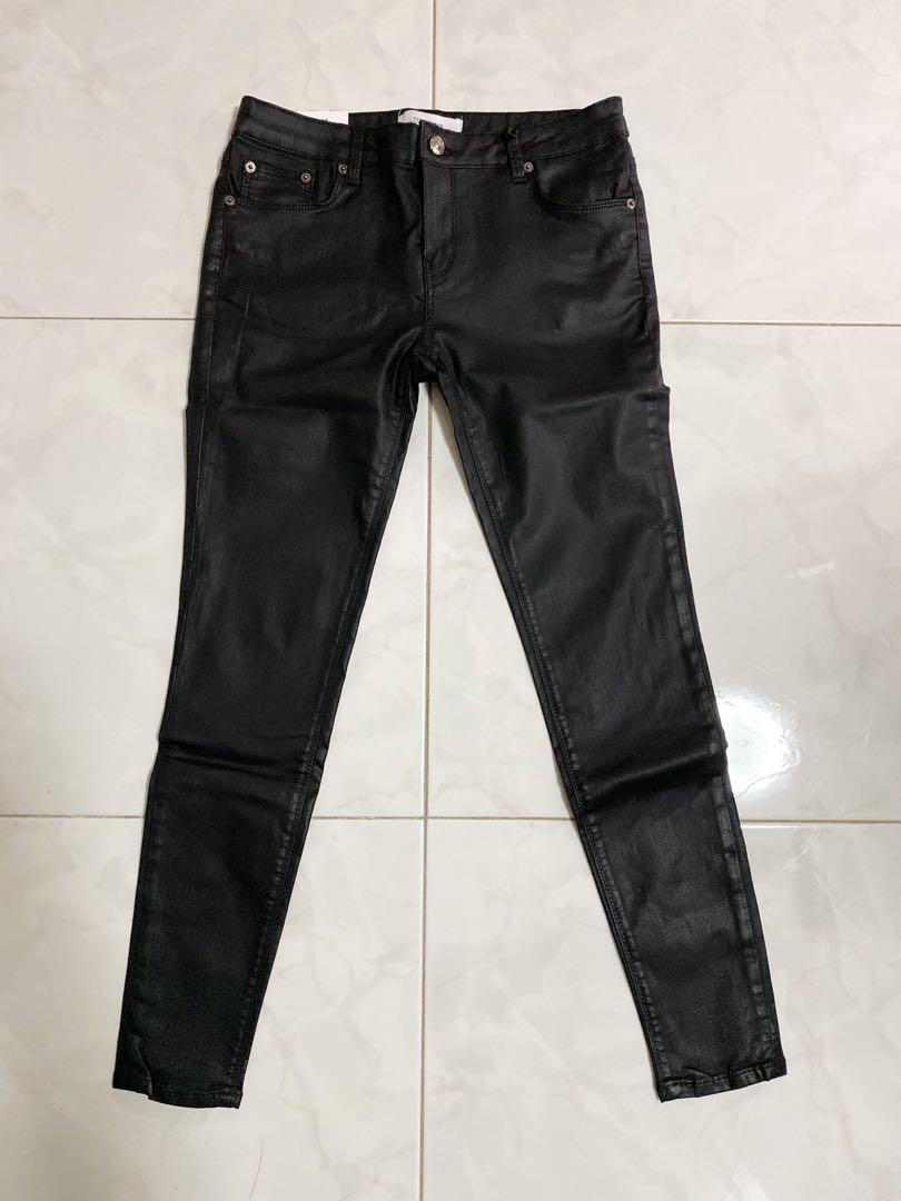 Zara coated black jeans Clearance
