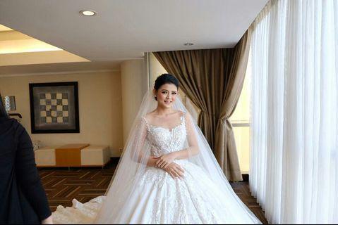 Designer Chintya Tan Wedding Gown berserta peticot dan tangan panjang