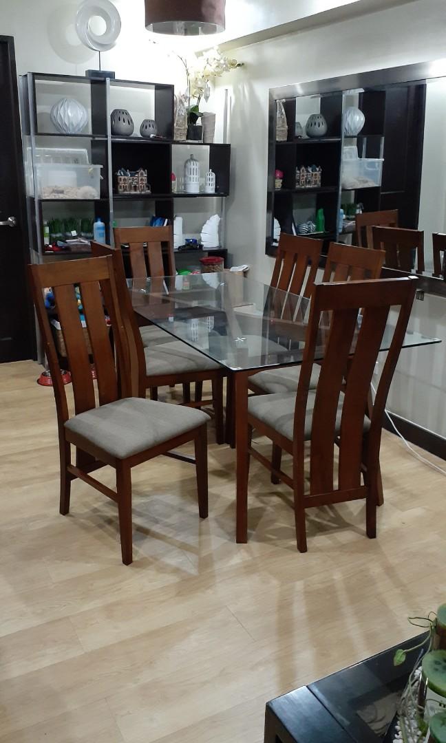 6 Seater Glass And Wood Dining Table Chairs Furniture Home Living On Carou 6 Seater Glass And Wood Dining Table, Glass Wood Dining Table Set