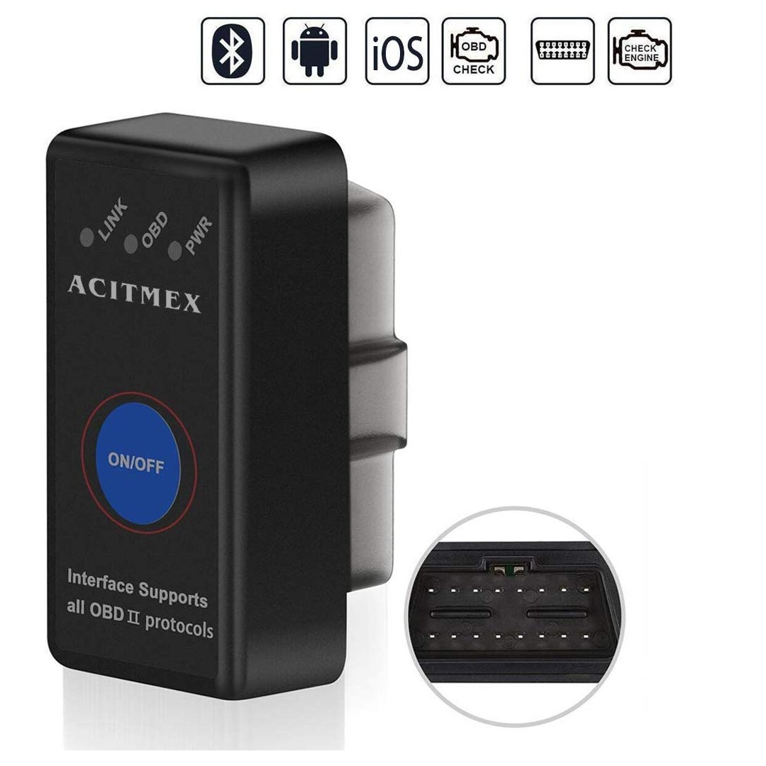 ACITMEX OBD2 Bluetooth Scanner Bluetooth 4.0 Auto OBDII Car Code Reader Diagnostic Scan Tool Upgrade 1.5 OBD II Engine Scanner Fault Code Reader Support IOS,Android,Windows,Hot Plug In Design 