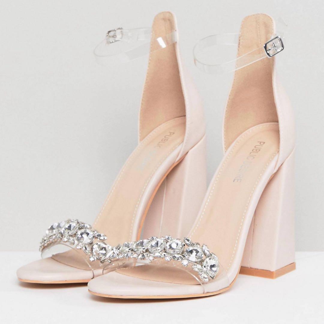 nude embellished heels