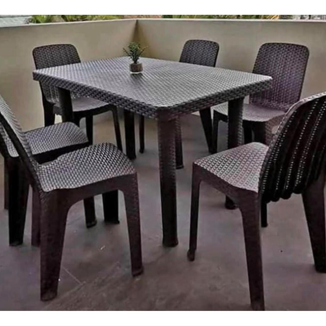 DINNING TABLE AND CHAIR 6 SEATER RATTAN PLASTIC WARE Furniture