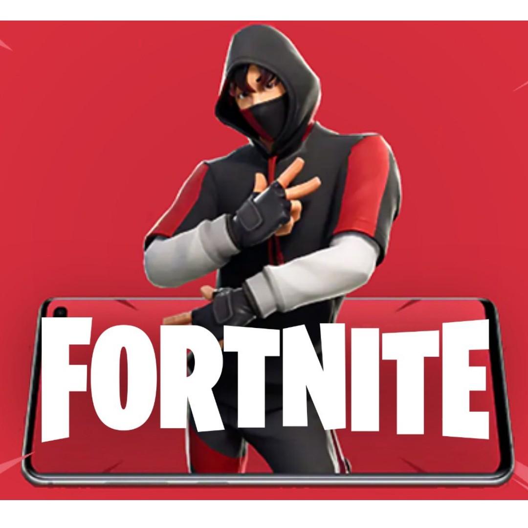 Fortnite Ikonik Skin Includes Scenario Emote Toys Games Video Gaming In Game Products On Carousell - fortnite scenario emote roblox id roblox card