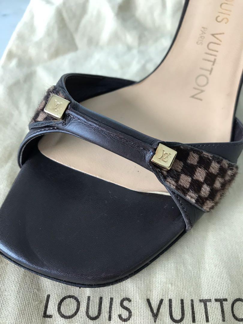 Louis Vuitton Damier Sauvage Pony Hair Open Toe Mules Size 5/35.5 - Yoogi's  Closet