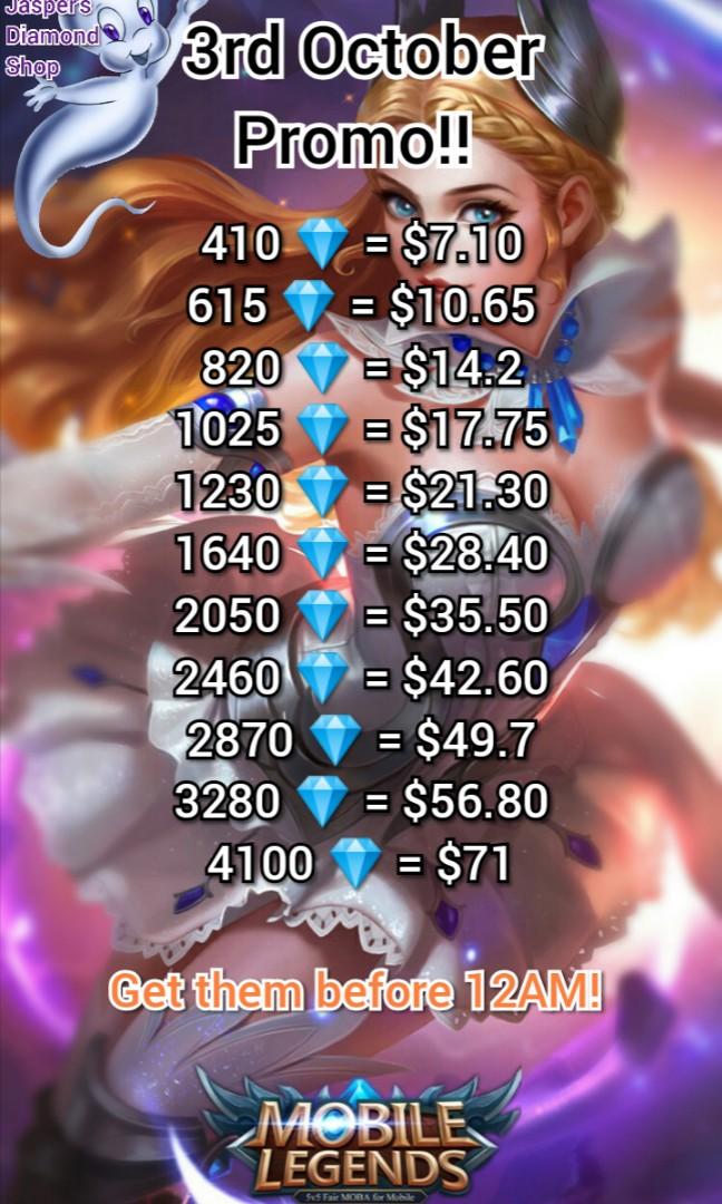 Ml Mobile Legends Diamond Promotion Video Gaming Gaming Accessories Game Gift Cards Accounts On Carousell