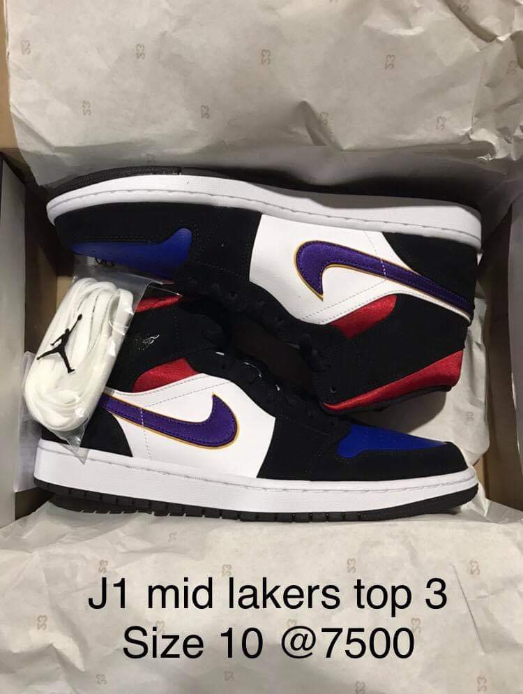 Nike J1 Mid Lakers Top3, Men's Fashion, Footwear, Sneakers on Carousell