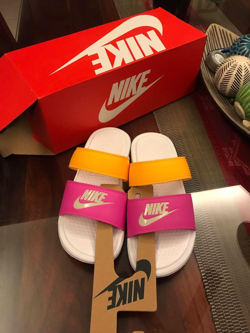 Nike benassi duo sales pink
