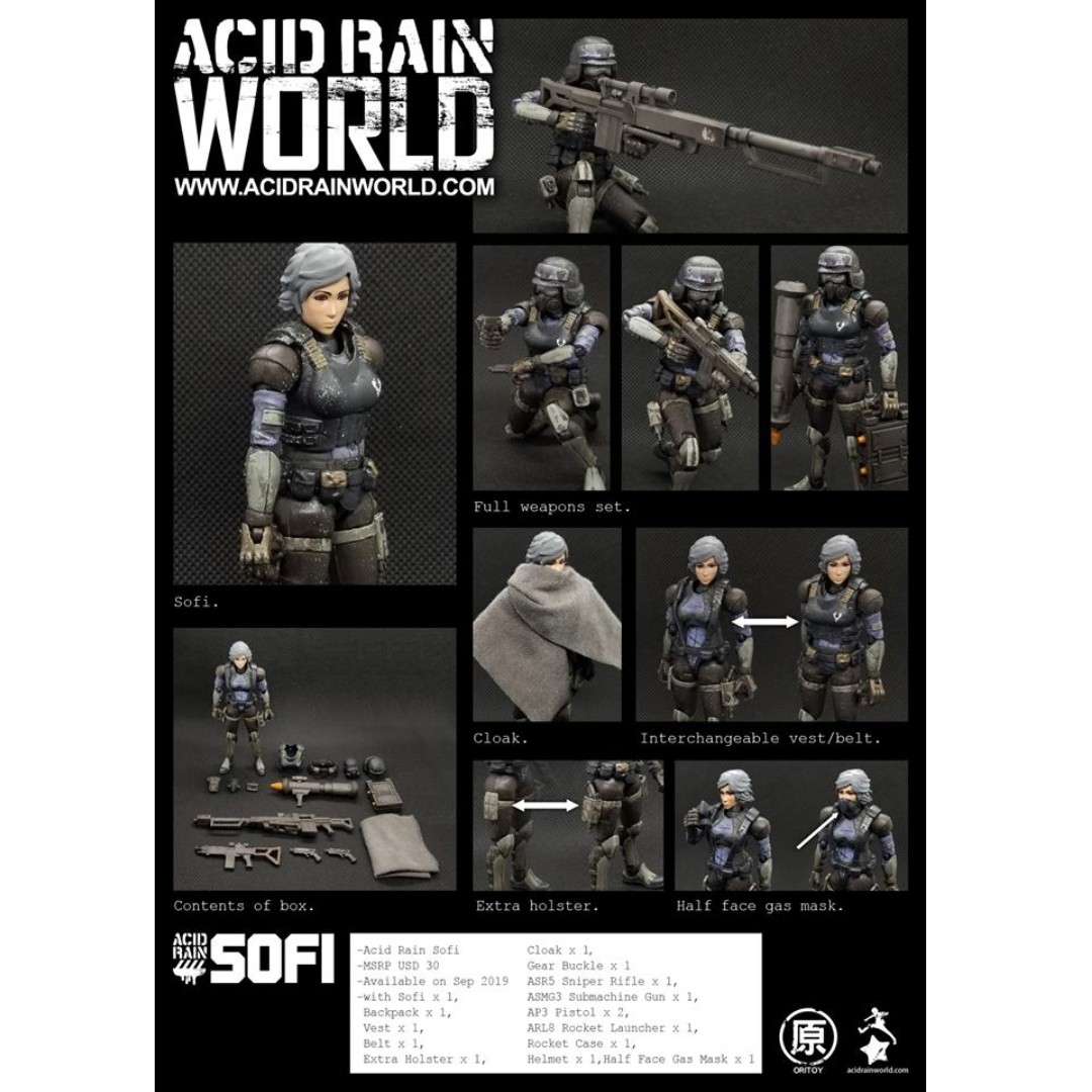 ORITOY 1/18 Acid Rain World Sofi Female Soldier Action Figure AR