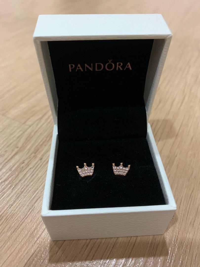 Pandora pink clearance crown earrings