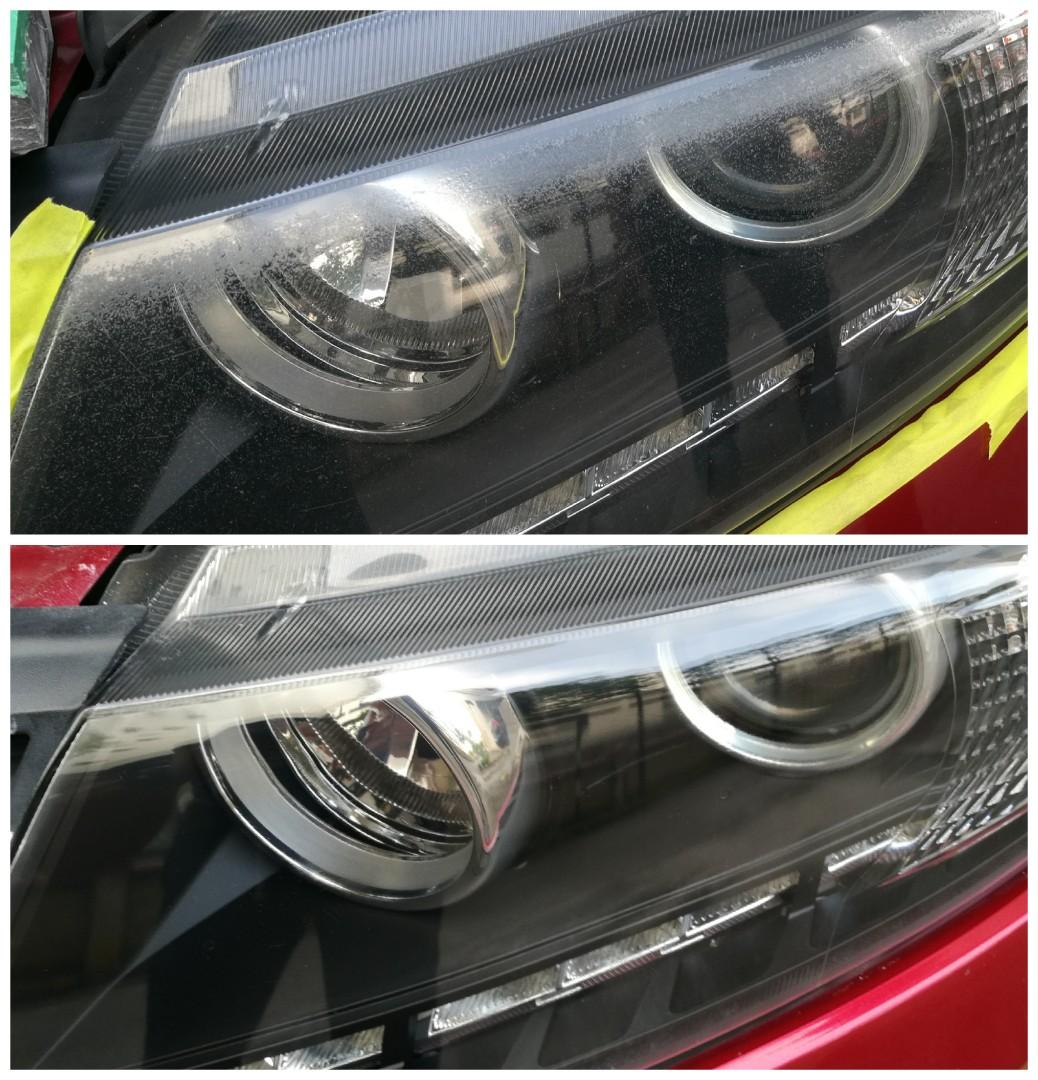 Proton preve headlights restoration coating cuci lampu 