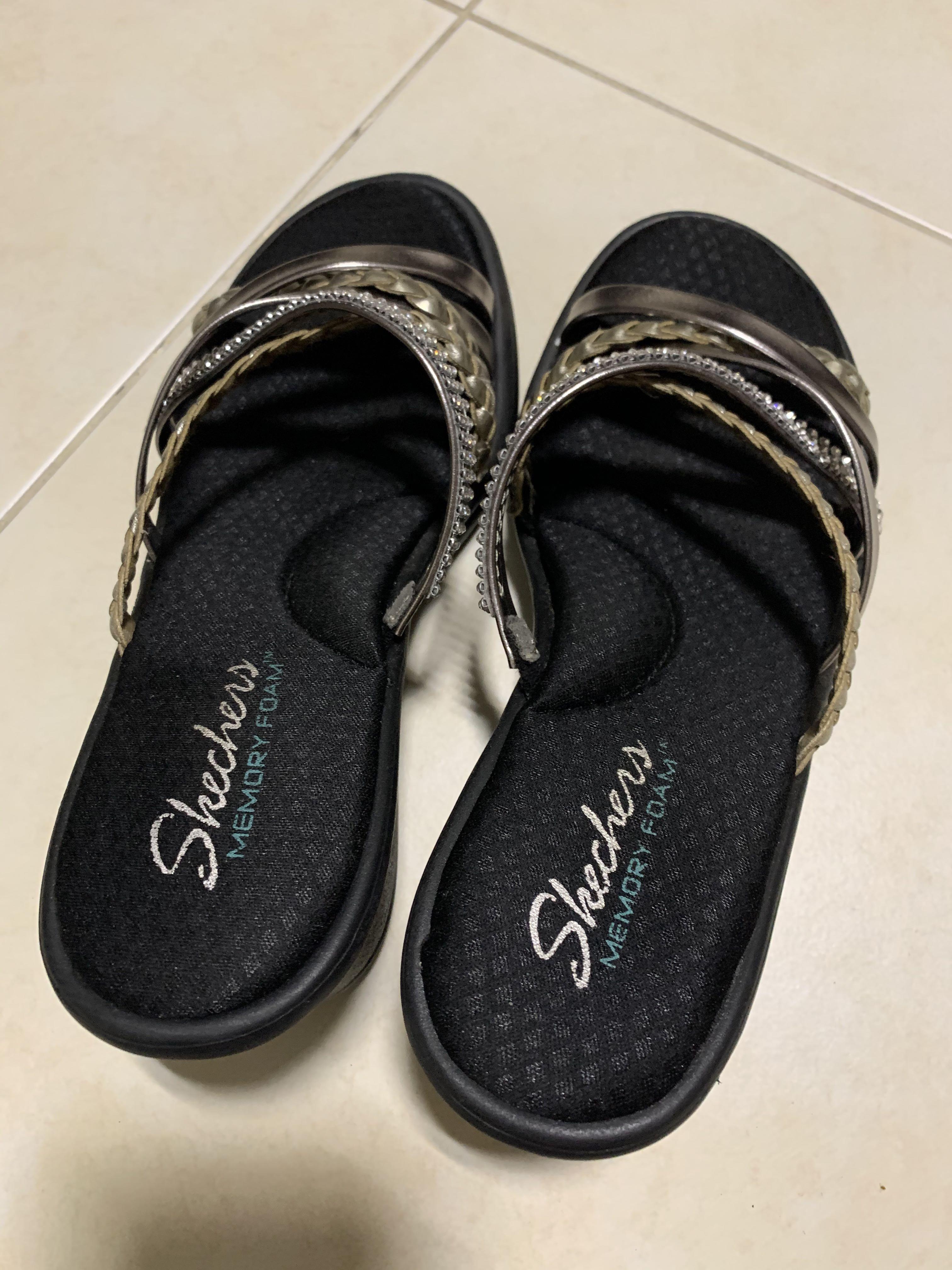 Skechers Memory Foam Wedge/Sandals/Slip on, Women's Fashion, Footwear ...