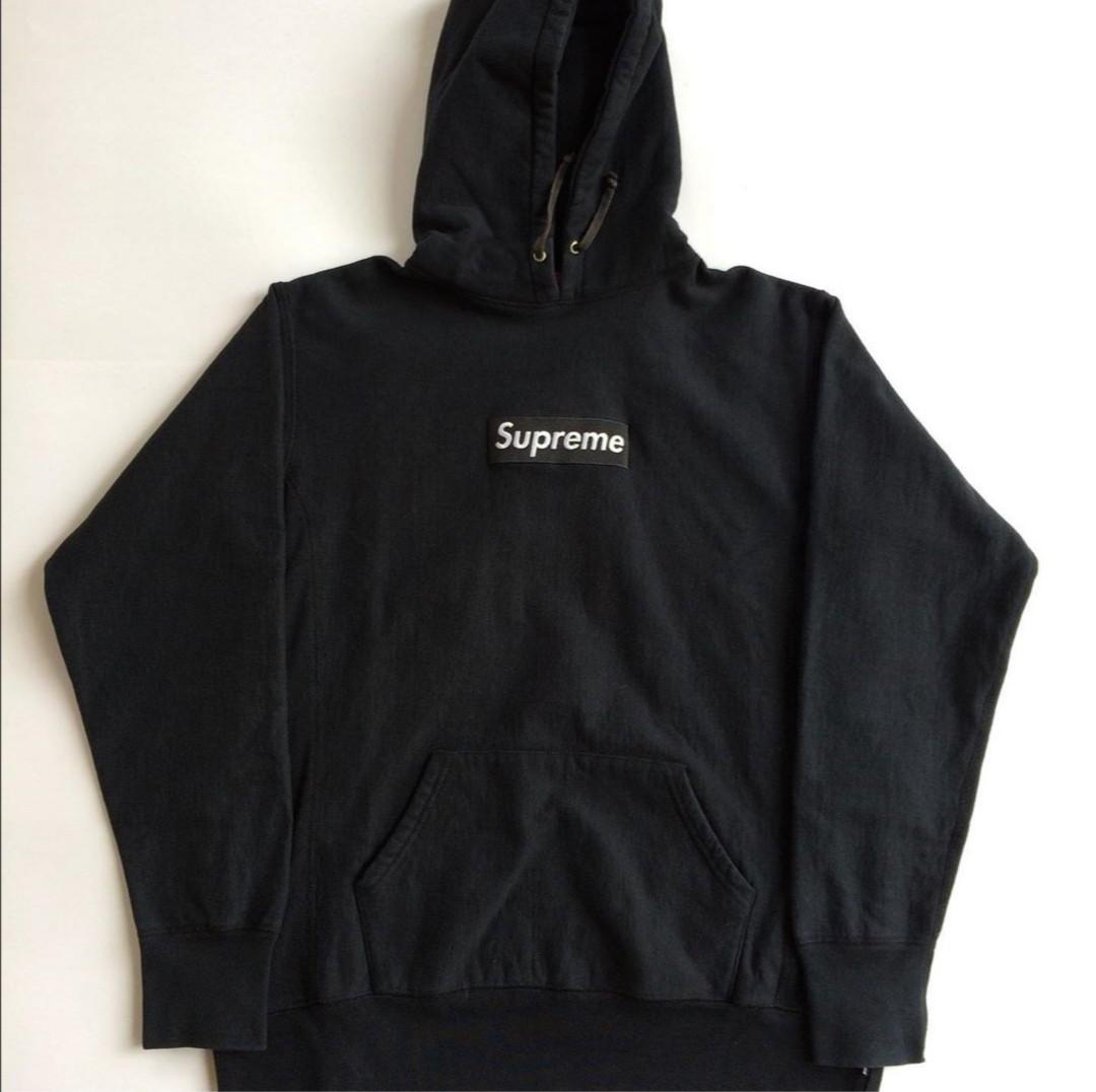 Supreme black on black hoodie store