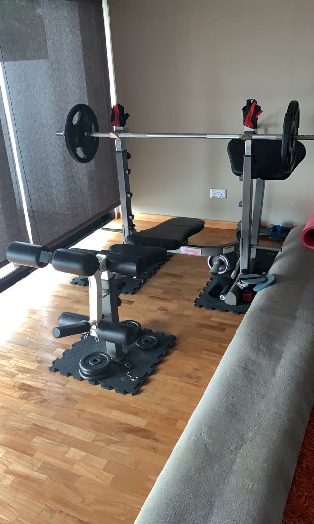 Vigor Foldable Bench Press Set Sports Weights Gym Equipment On