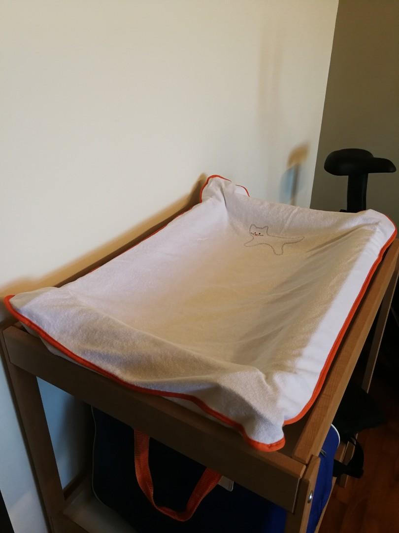White Ikea Skotsam Babycare Mat And White Orange Cat Skotsam Cover Babies Kids Cots Cribs On Carousell