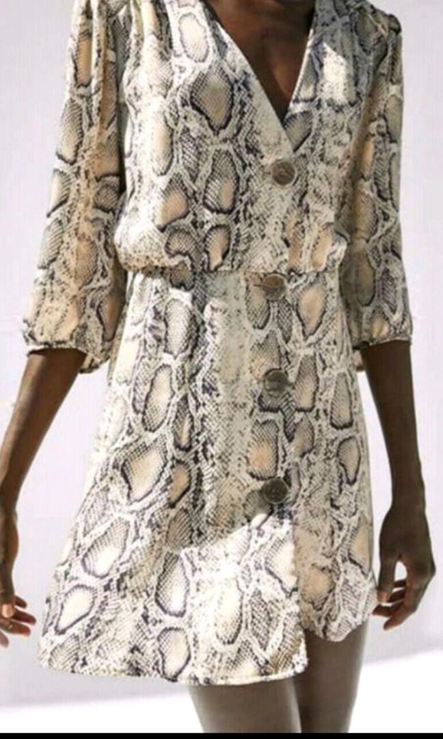Zara snakeskin print shirt dress store