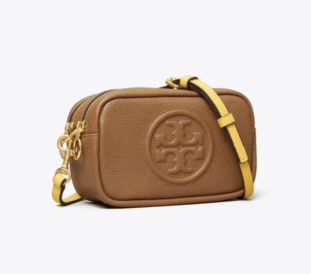 Authentic Tory Burch Perry bombe mini camera bag in brown