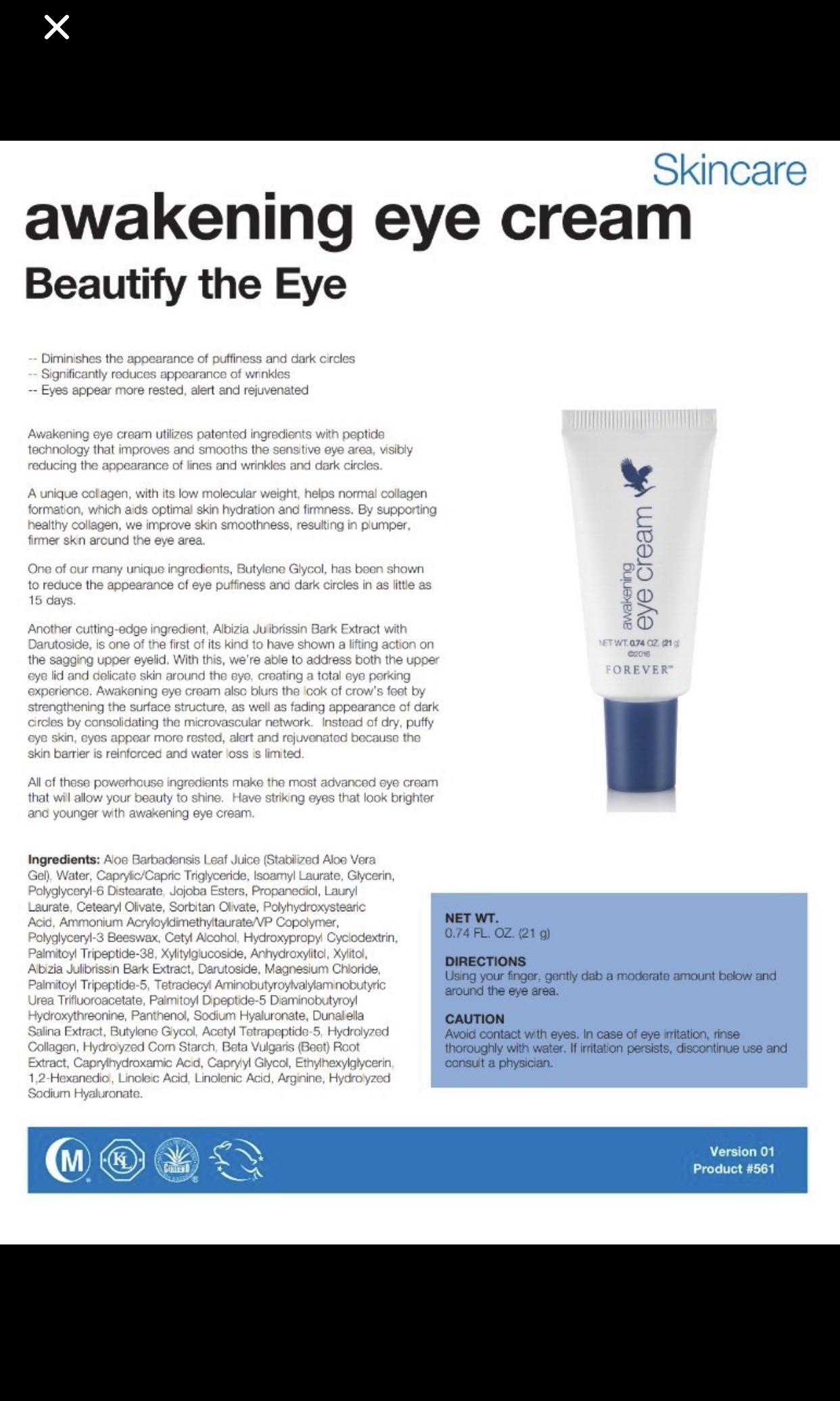 √ Awakening Eye Cream Forever Living Aloe Vera Products Awakening Eye