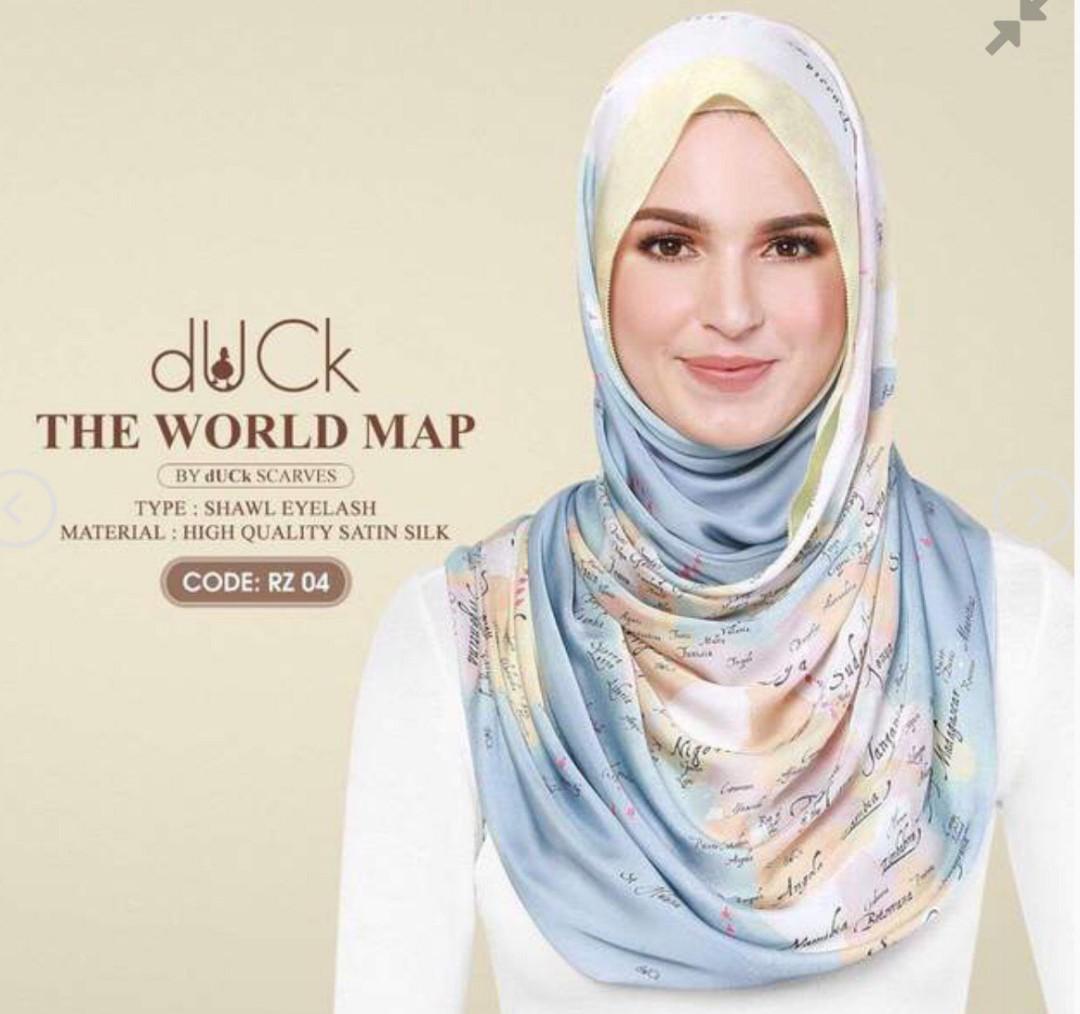 The World Map By Duck Scarves Women S Fashion Muslimah Fashion On Carousell